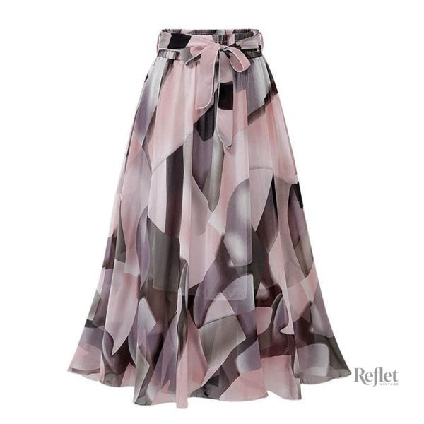Jupe colorée à motifs floraux des années 70