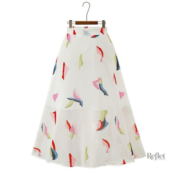 Jupe années 70 avec motifs fleuris vibrant
