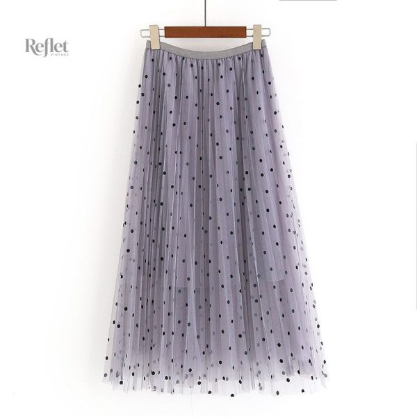 Jupe vintage à motifs à pois pour femme
