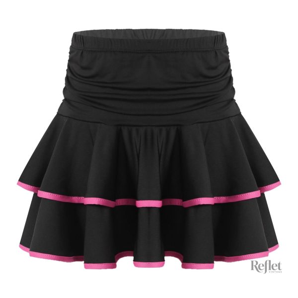 Modèle de jupe noire à volants rétro