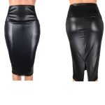 Jupe taille haute en simili cuir