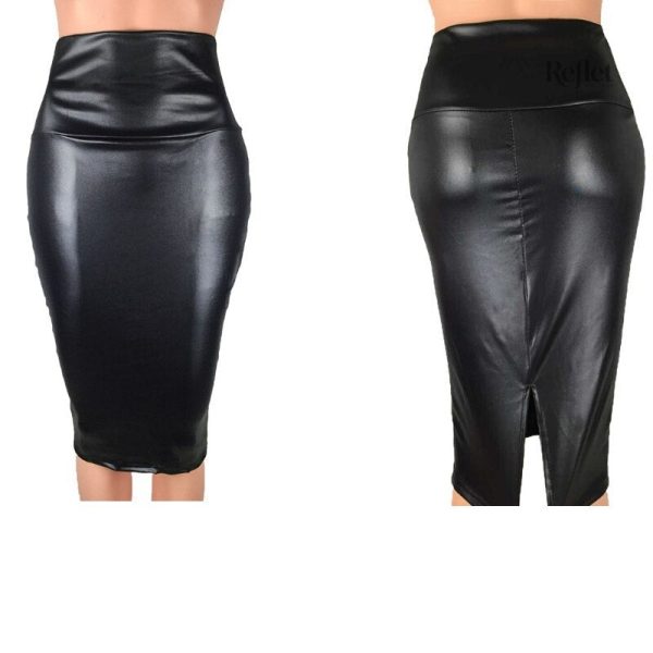 Jupe taille haute en simili cuir