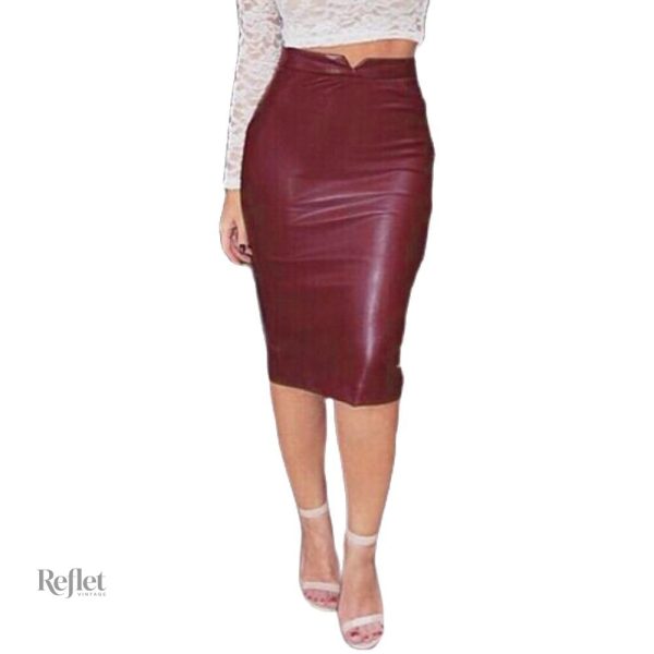 Jupe tendance années 80 en simili cuir