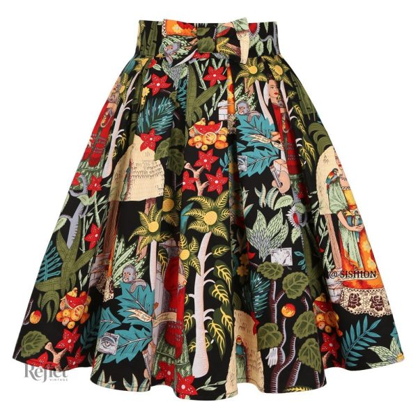 Jupe vintage avec ceinture, silhouette flatteuse