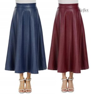 Jupe en cuir taille haute années 70