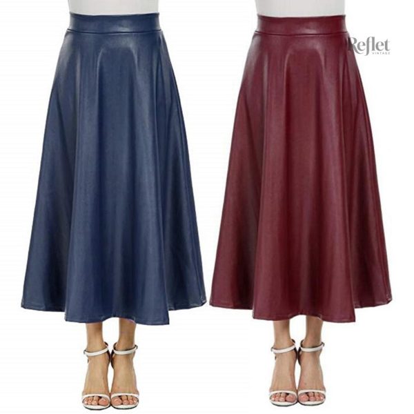 Jupe en cuir taille haute années 70