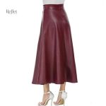 Jupe vintage en cuir noir au style classique