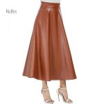 Jupe en cuir souple au look rétro