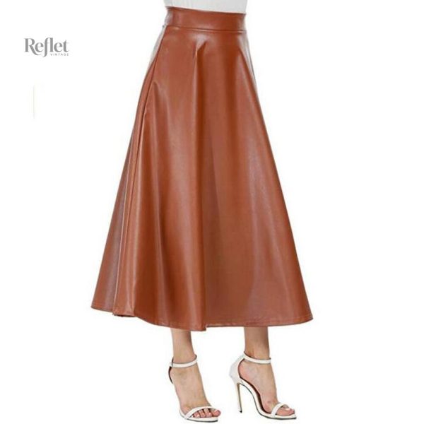 Jupe en cuir souple au look rétro