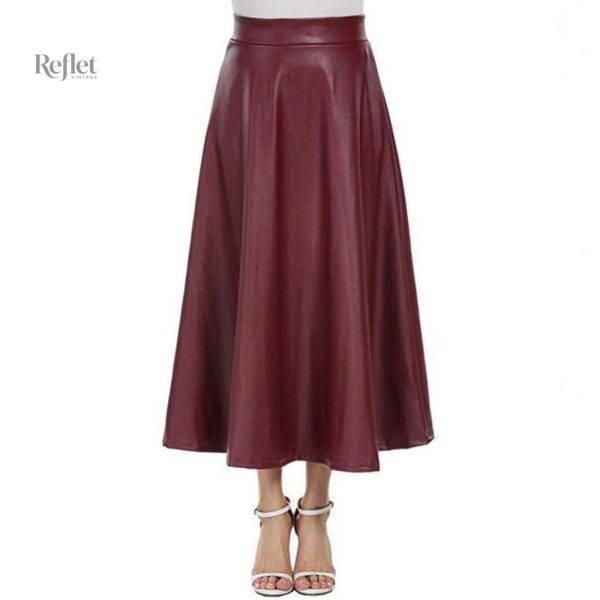 Jupe cuir vintage avec taille haute