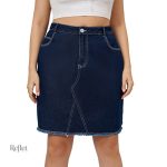 Jupe en jean classique année 80, look décontracté