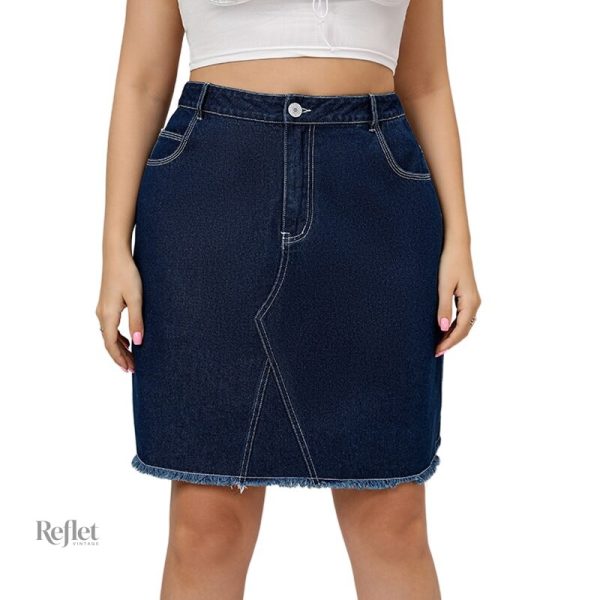 Jupe en jean classique année 80, look décontracté