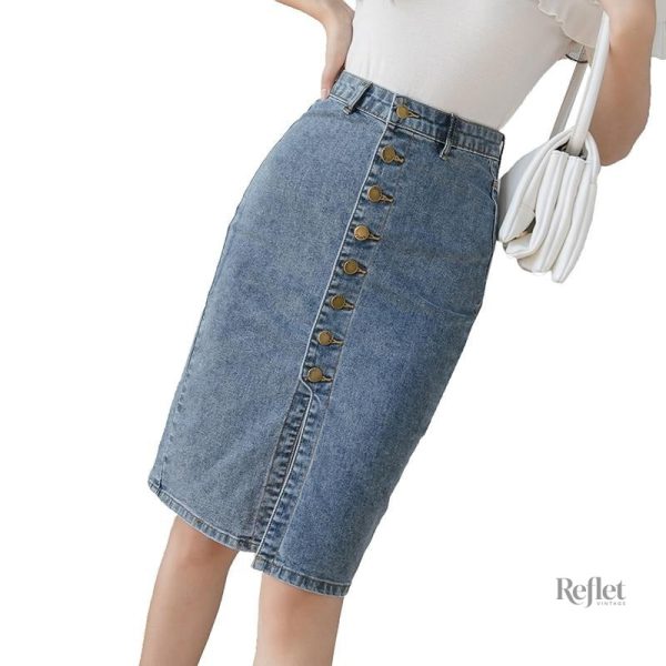 jupe-en-jean-taille-haute-vintage-1 Jupe en jean taille haute vintage