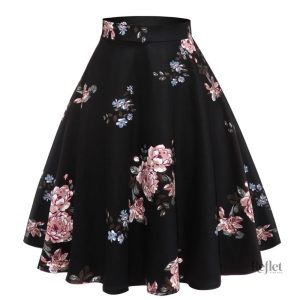 Jupe évasée style années 50 en tissu fluide