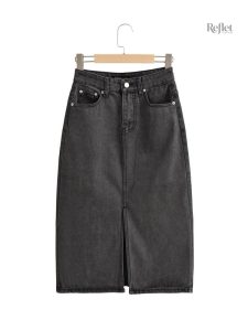 Jupe en jean gris style année 80