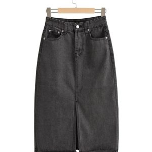 Jupe en jean gris style année 80