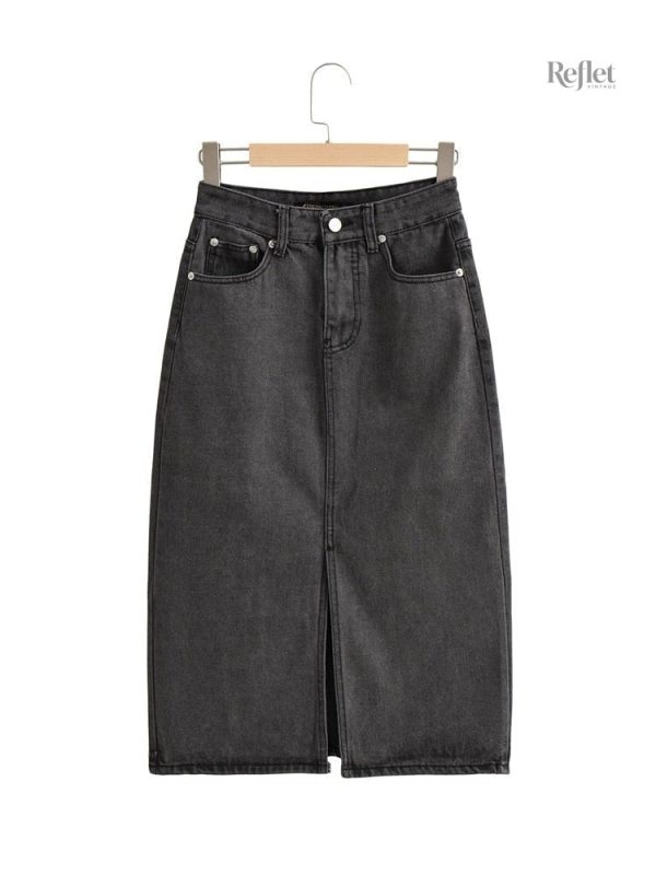 Jupe en jean gris style année 80