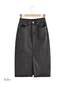 Jupe denim grise rétro des années 80
