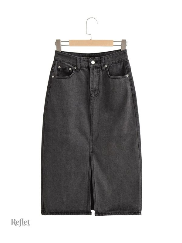 Jupe denim grise rétro des années 80