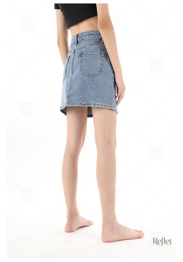 Jupe en jean à taille haute, style rétro 80