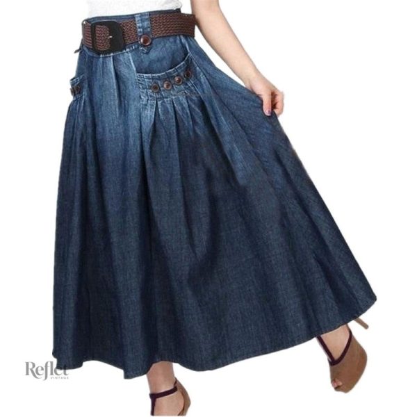 jupe-longue-jean-annee-80-1 Jupe longue en jean style années 80