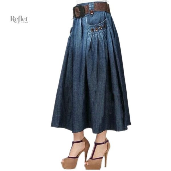 Jupe en denim longue, tendance rétro années 80
