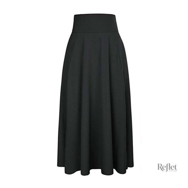 jupe-noire-longue-et-ample-annee-60-1 Jupe noire longue ample style année 60