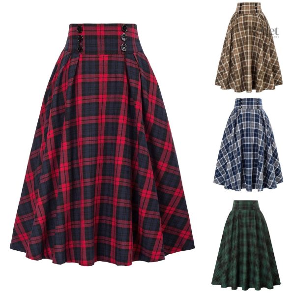 Look rétro avec jupe à carreaux vintage