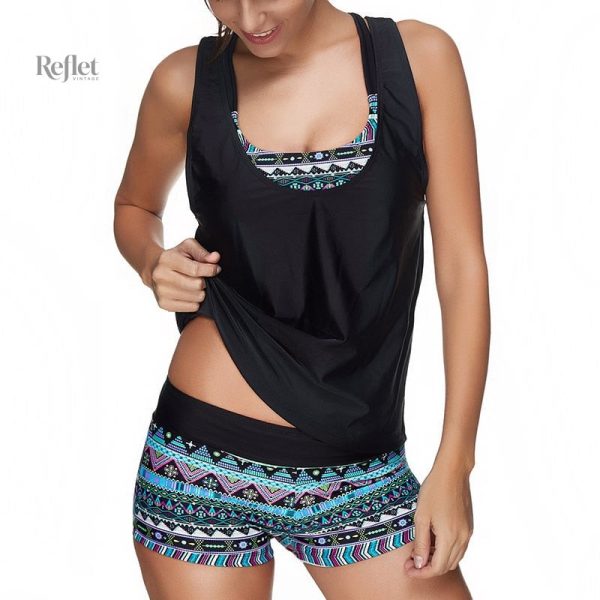 Maillot vintage en trois pièces, design classique et chic