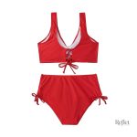 Bikini vintage rouge à taille haute