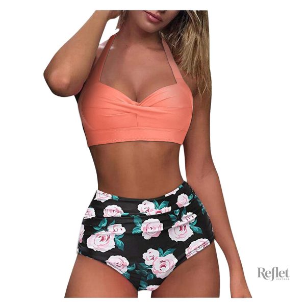 Maillot vintage à fleurs colorées