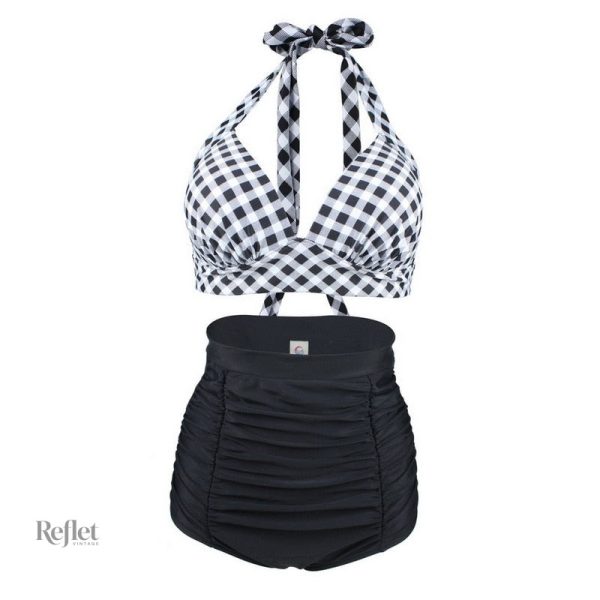 Maillot de bain vintage à taille haute avec soutien