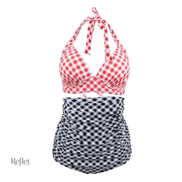 Maillot de bain taille haute rétro pour bronzer avec style