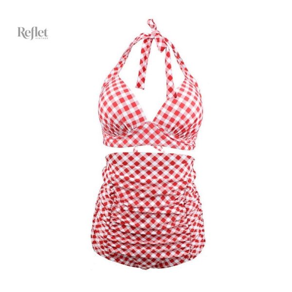 Maillot de bain vintage taille haute avec ceinture