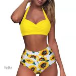 Maillot de bain vintage jaune avec design rétro