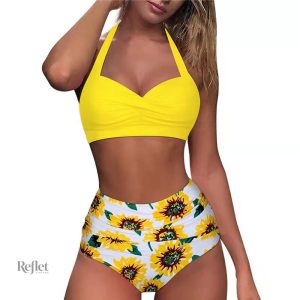 Maillot de bain vintage jaune avec design rétro