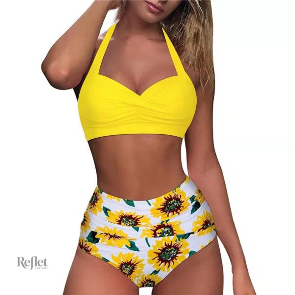 maillots-de-bain-jaune-vintage-1 Maillot de bain vintage jaune avec design rétro