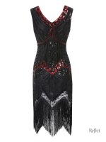 Robe à franges bleu marine rétro années 20