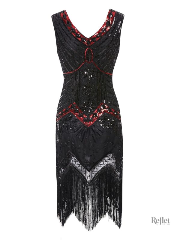 Robe à franges bleu marine rétro années 20