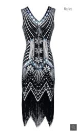 Style années 20 : robe bleue marine féminine