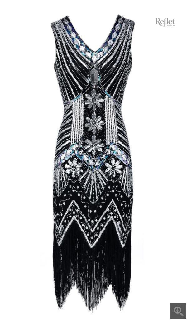 Style années 20 : robe bleue marine féminine