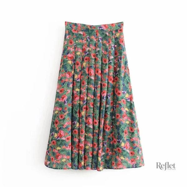 Jupe vintage inspirée des années 60 avec motifs colorés