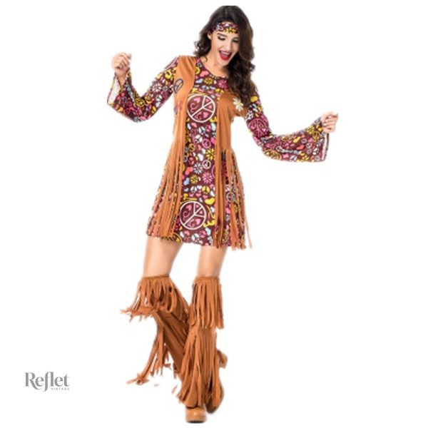 Robe vintage avec motifs emblématiques des années 70
