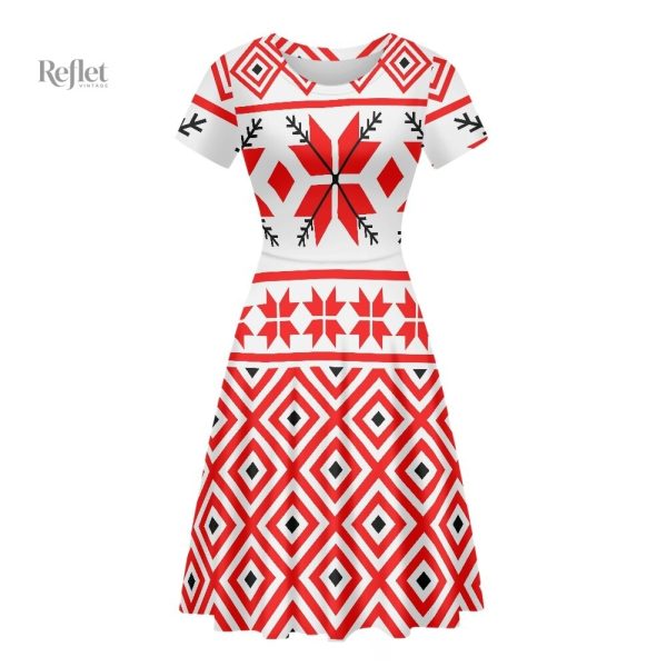Robe rétro années 70 avec motifs colorés