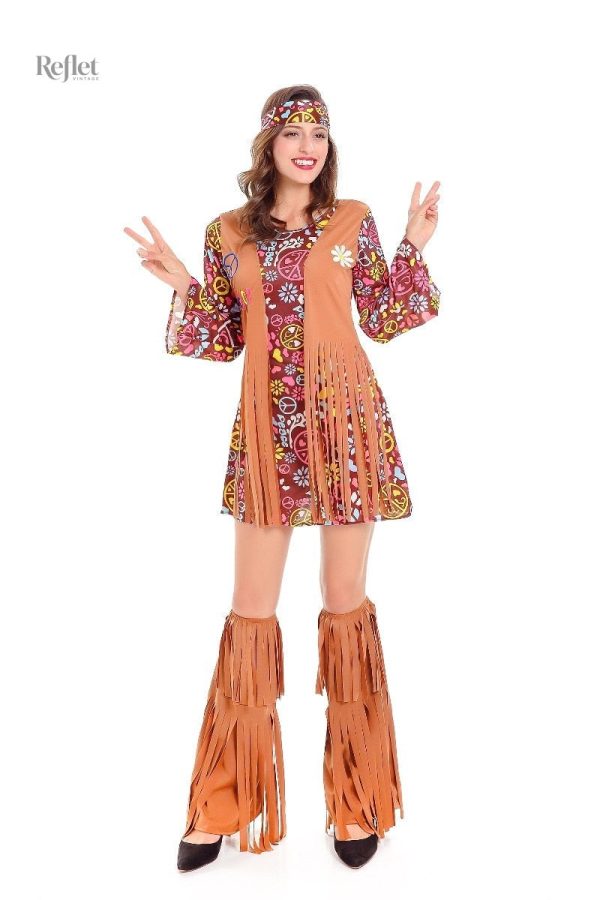 Robe années 70 en tissu coloré et fluide