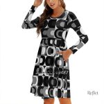 Robe à manches longues inspirée des années 70