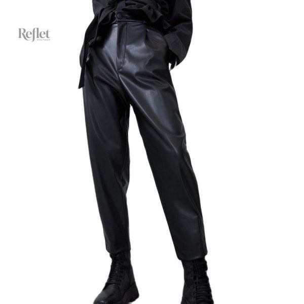 pantalon-en-cuir-vintage-femme-1 Pantalon en cuir vintage pour femme