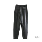 Pantalon femme en cuir style vintage