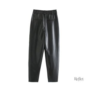 Pantalon femme en cuir style vintage