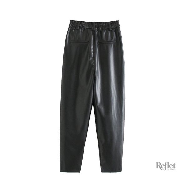 Pantalon femme en cuir style vintage